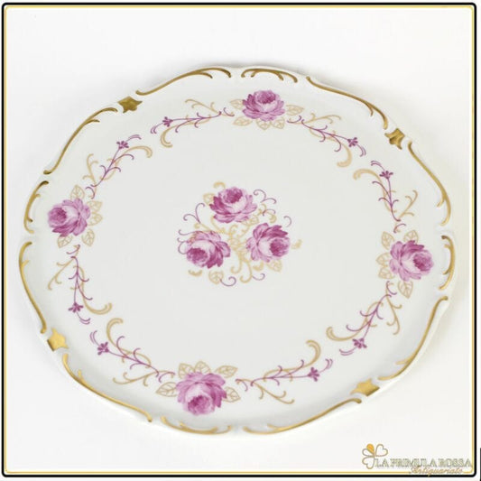Piatto antico vassoio in porcellana per dolci decorato con Fiori rose da portata Ceramiche e Porcellane