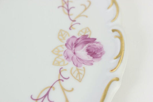 Piatto antico vassoio in porcellana per dolci decorato con Fiori rose da portata Ceramiche e Porcellane