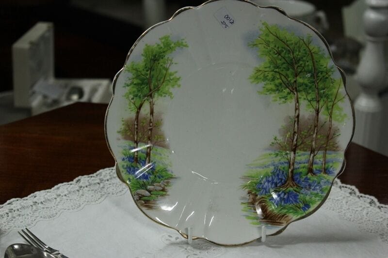 PIATTO D'EPOCA IN PORCELLANA BONE CHINA / VASSOIO ANTICO INGLESE X BISCOTTI Ceramiche e Porcellane