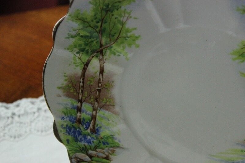 PIATTO D'EPOCA IN PORCELLANA BONE CHINA / VASSOIO ANTICO INGLESE X BISCOTTI Ceramiche e Porcellane