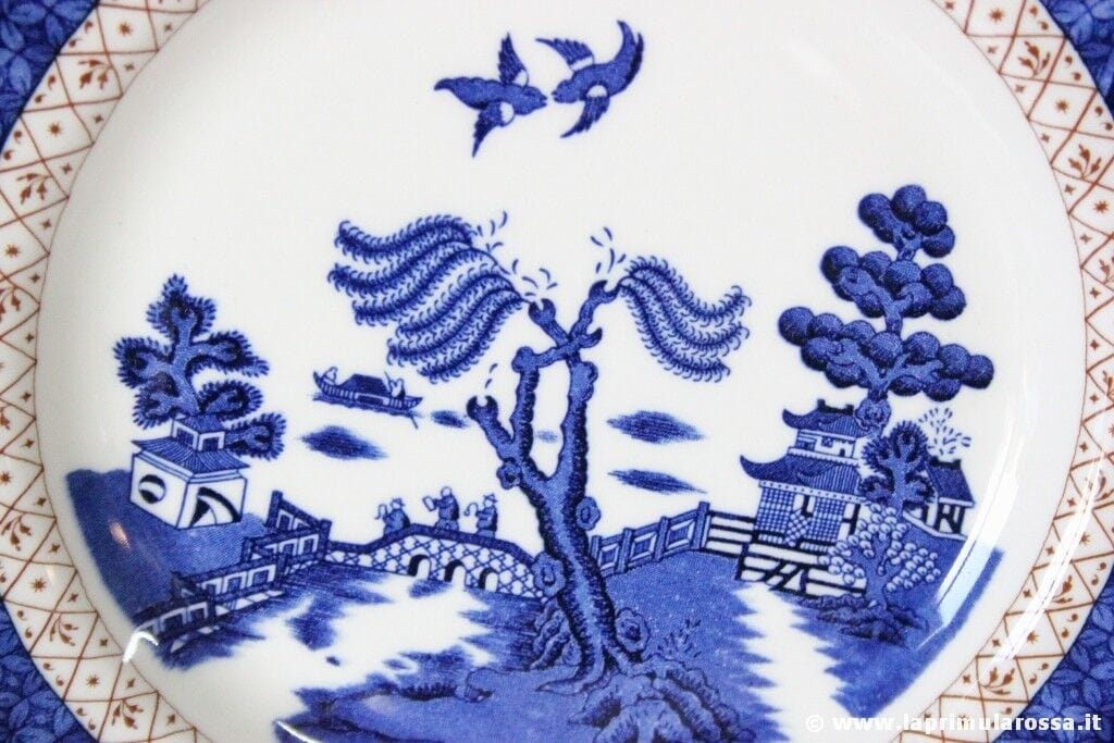 PIATTO DA DESSERT VINTAGE IN CERAMICA ROYAL DOULTON BIANCO BLU SERIE OLD WILLOW Ceramiche e Porcellane
