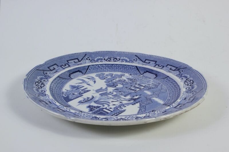 Piatto decorativo antico 800 inglese blu in ceramica da parete muro inglese Ceramiche e Porcellane