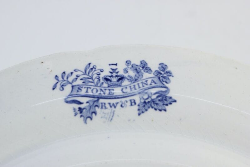 Piatto decorativo antico 800 inglese blu in ceramica da parete muro inglese Ceramiche e Porcellane