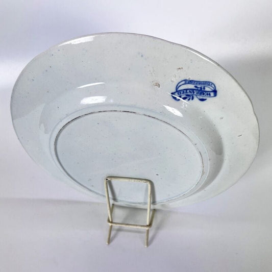 Piatto decorativo antico originale inglese blu in ceramica da collezione Willow Ceramiche e Porcellane