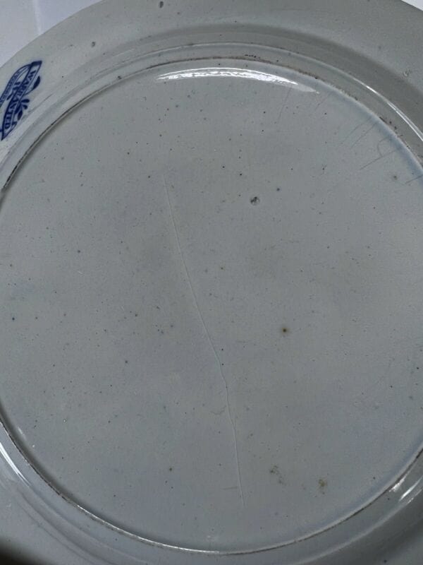 Piatto decorativo antico originale inglese blu in ceramica da collezione Willow Ceramiche e Porcellane