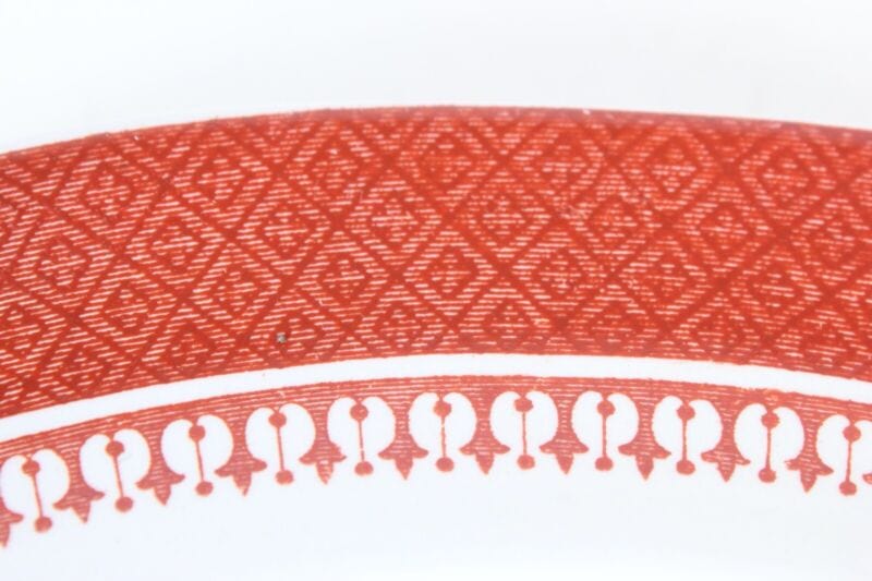 Piatto piano inglese Spodes decorativo vintage in ceramica da collezione rosso Ceramiche e Porcellane
