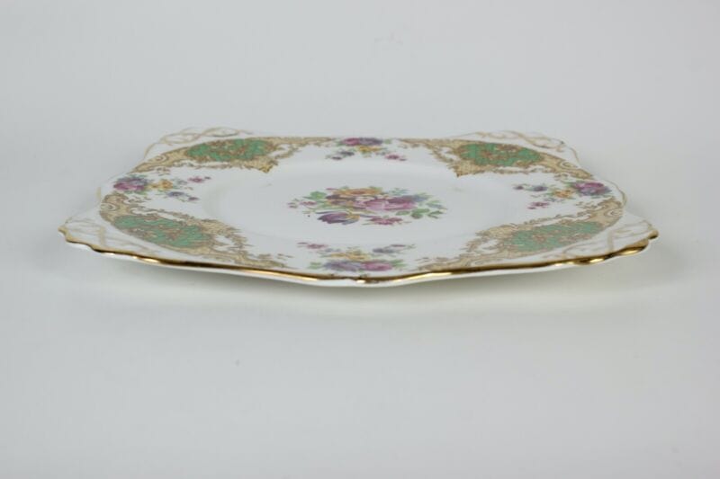 Piatto vassoio antico in porcellana bianca Inglese decorato con Fiori da portata Ceramiche e Porcellane