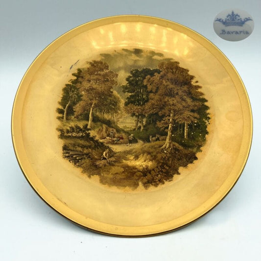Piatto vintage decorativo in porcellana Bavaria oro zecchino da collezione art3 Ceramiche e Porcellane