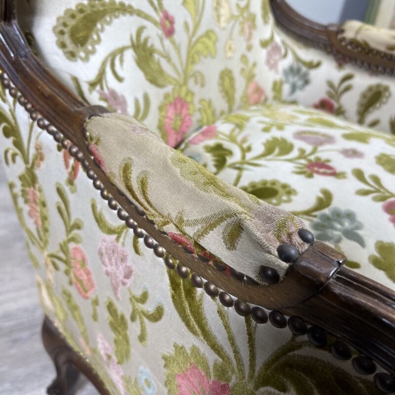 Poltrona Bergere Antica usata vintage sedia imbottita con braccioli da salotto Arredamento