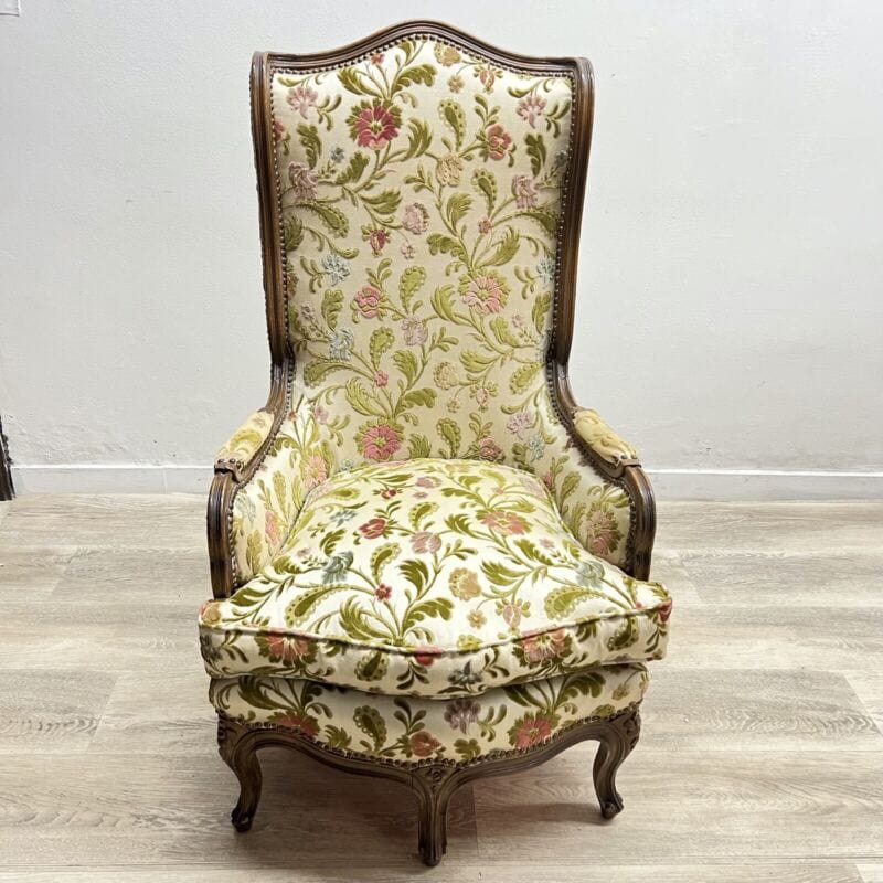 Poltrona Bergere Antica usata vintage sedia imbottita con braccioli da salotto Arredamento