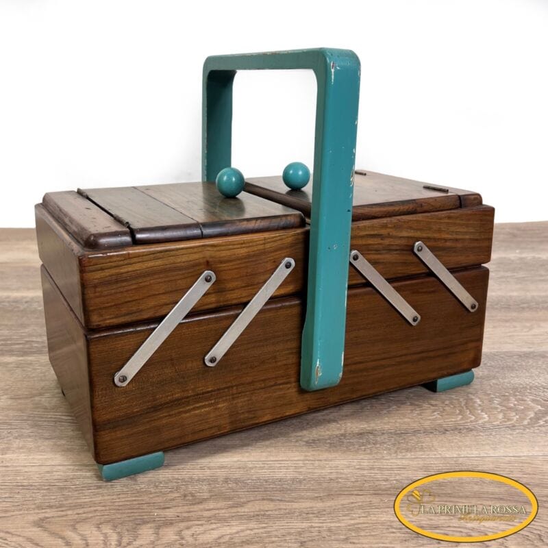 Porta lavoro vintage in legno cassetta scatola bauletto da per cucito anni 50 60 Attrezzi e Strumenti