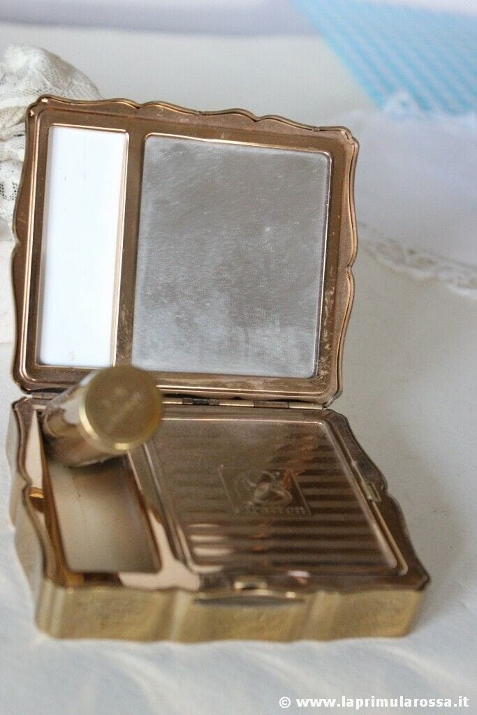 PORTACIPRIA D'EPOCA + PORTAROSSETTO  VINTAGE STRATTON POWDER COMPACT + LIPSTICK Portacipria