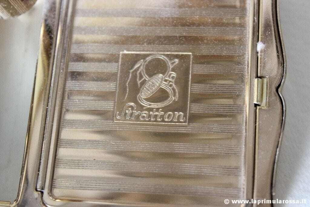 PORTACIPRIA D'EPOCA + PORTAROSSETTO  VINTAGE STRATTON POWDER COMPACT + LIPSTICK Portacipria