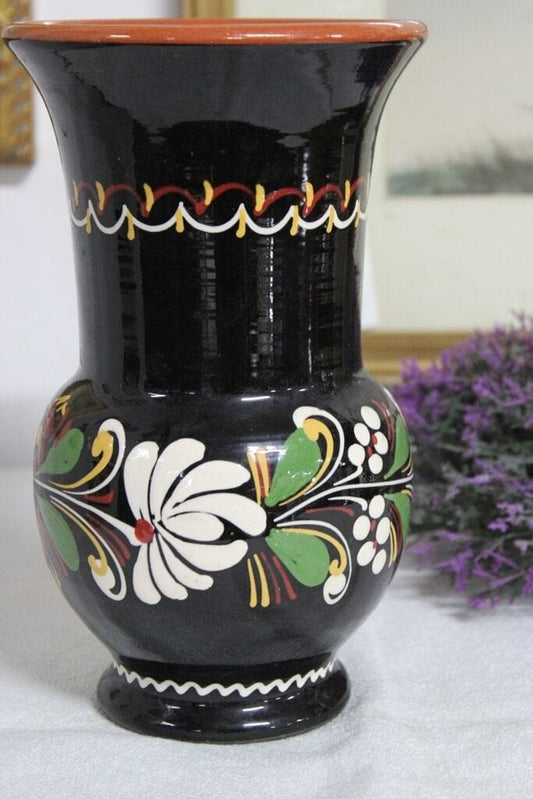 PORTAFIORI VINTAGE IN TERRACOTTA SMALTATA DIPINTA A MANO H cm 22 - VINTAGE VASE .Oggetti in Svendita