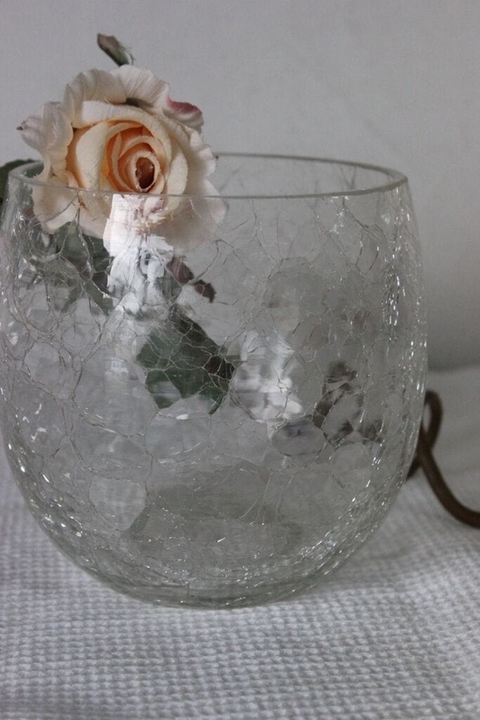 PORTAFIORI VINTAGE IN VETRO CRAQUELE' / VASO ANNI 70 H cm 11  / CACHE POT Vetri e Cristalli