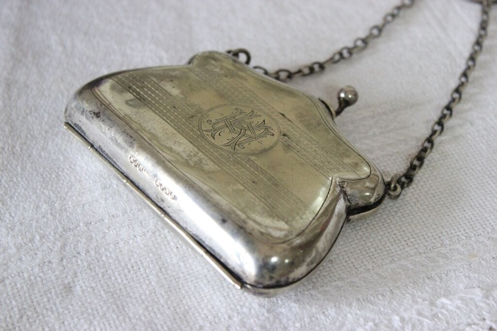 PORTAMONETE ANTICO PER  SIGNORA IN SILVER PLATE Sheffield & Argento