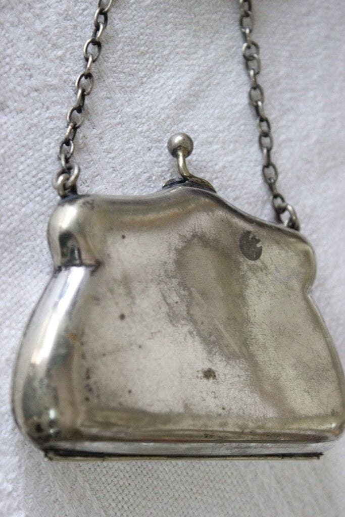 PORTAMONETE ANTICO PER  SIGNORA IN SILVER PLATE Sheffield & Argento