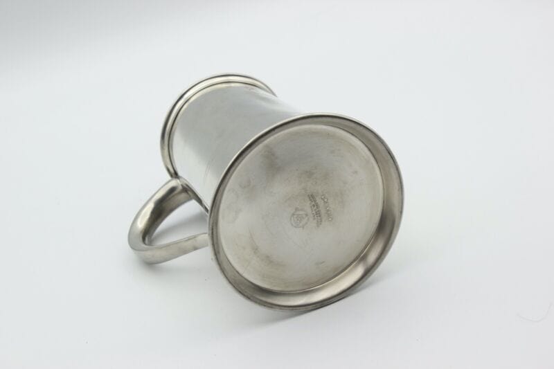 Portapenne da scrivania antico in metallo peltro boccale d'epoca 900 inglese Arc Sheffield & Argento