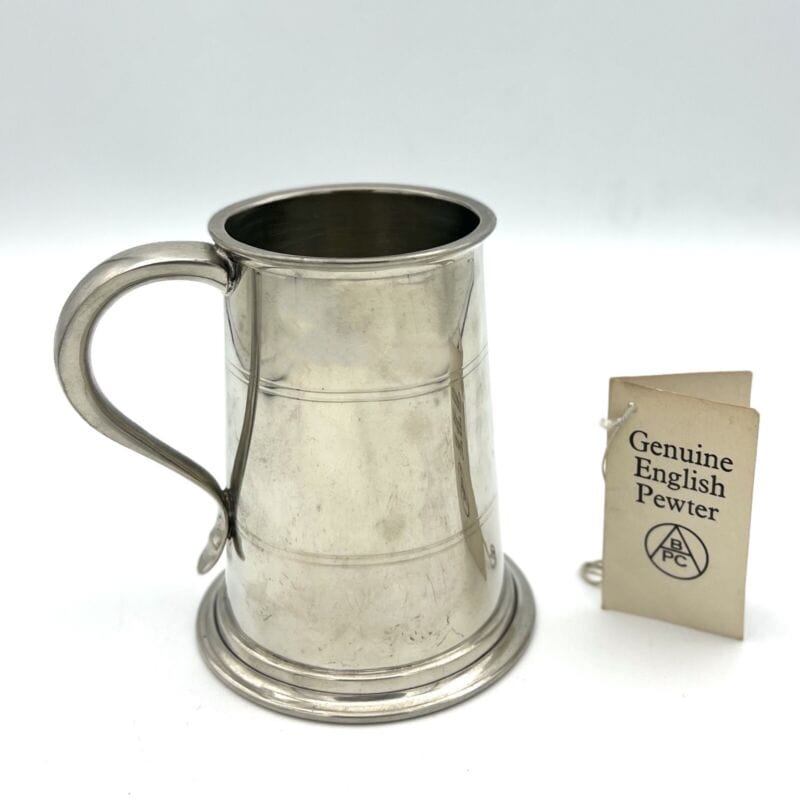 Portapenne da scrivania antico in metallo peltro boccale d'epoca 900 inglese Arc Sheffield & Argento