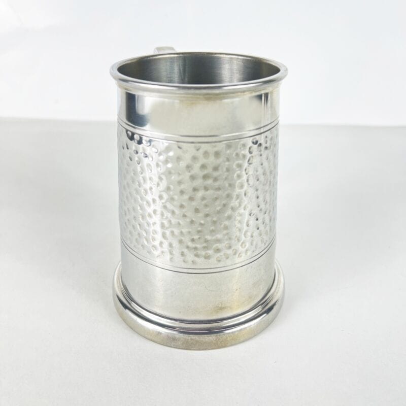 Portapenne da scrivania antico in metallo peltro boccale d'epoca 900 inglese Sheffield & Argento