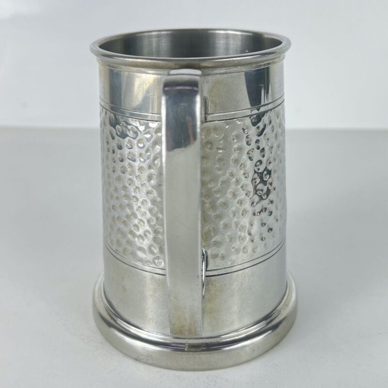 Portapenne da scrivania antico in metallo peltro boccale d'epoca 900 inglese Sheffield & Argento