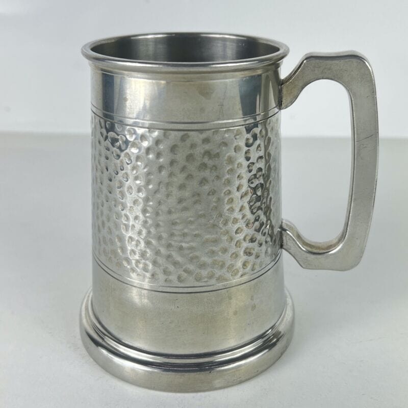 Portapenne da scrivania antico in metallo peltro boccale d'epoca 900 inglese Sheffield & Argento