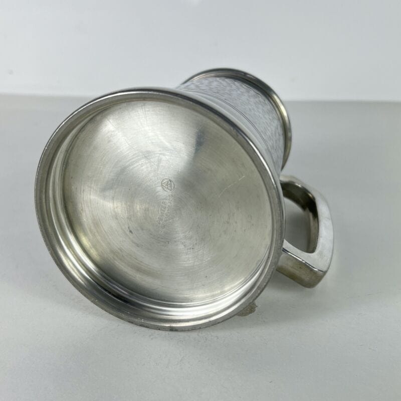 Portapenne da scrivania antico in metallo peltro boccale d'epoca 900 inglese Sheffield & Argento