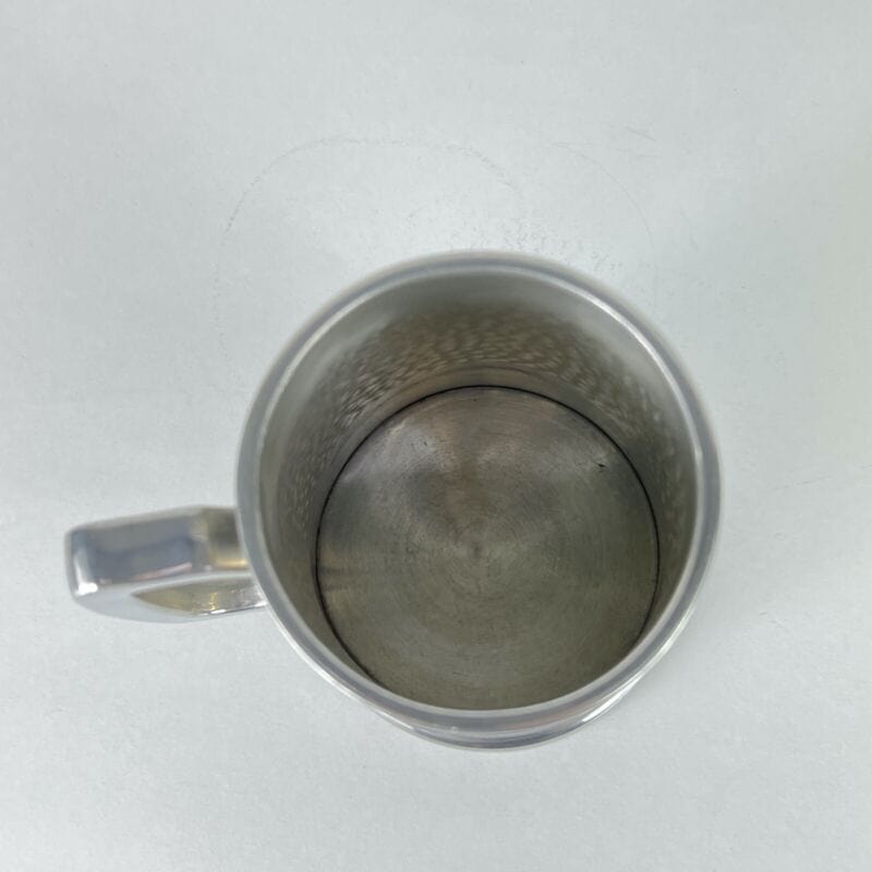 Portapenne da scrivania antico in metallo peltro boccale d'epoca 900 inglese Sheffield & Argento