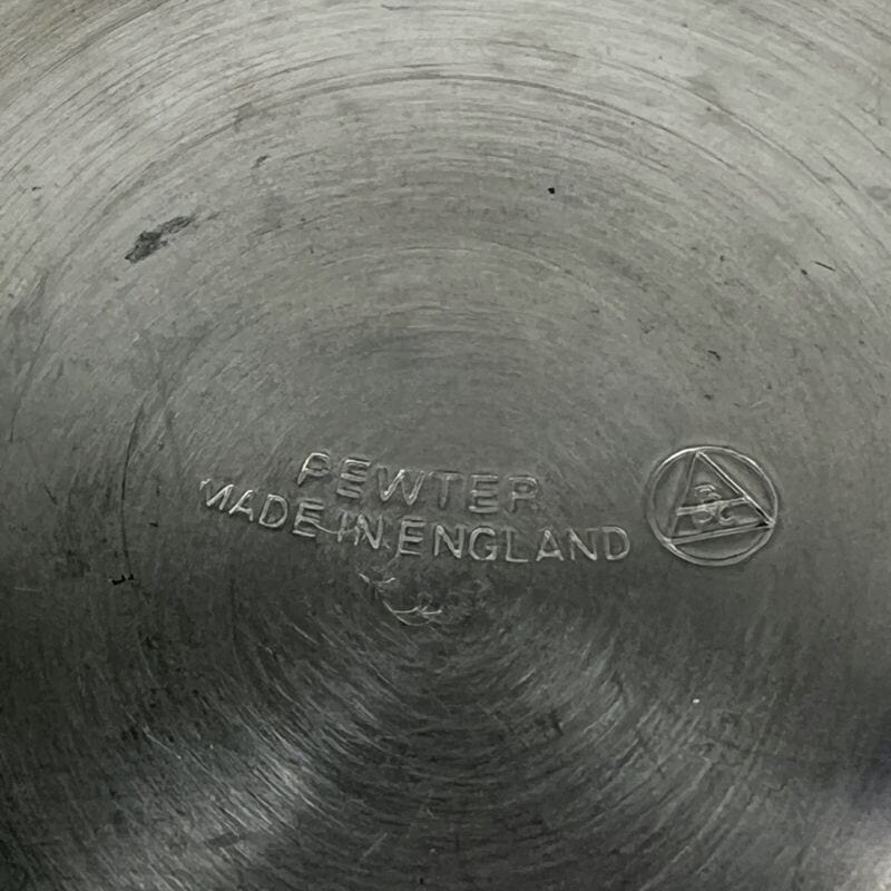 Portapenne da scrivania antico in metallo peltro boccale d'epoca 900 inglese Sheffield & Argento