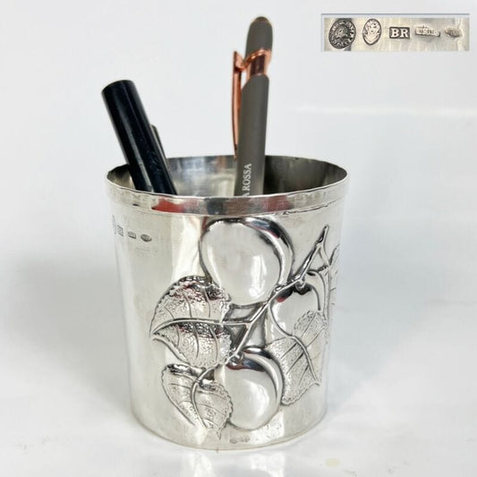 Portapenne da scrivania in argento 800 stile antico bicchiere Brandimarte silver Sheffield & Argento