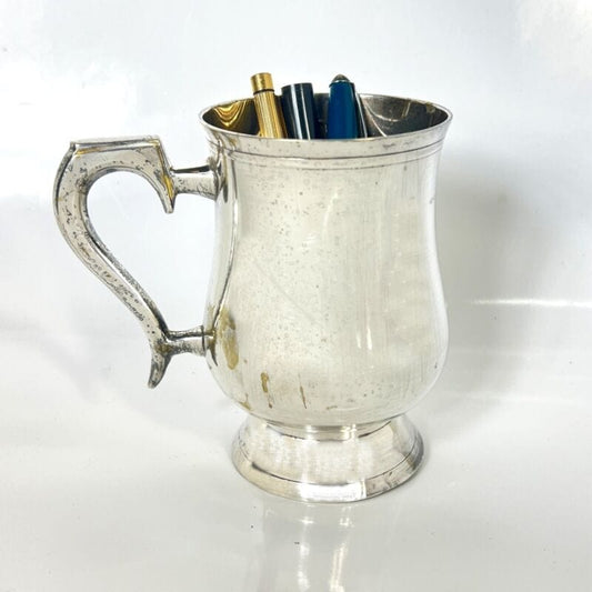 Portapenne da scrivania stile antico in argento silverplate sheffield boccale X Sheffield & Argento