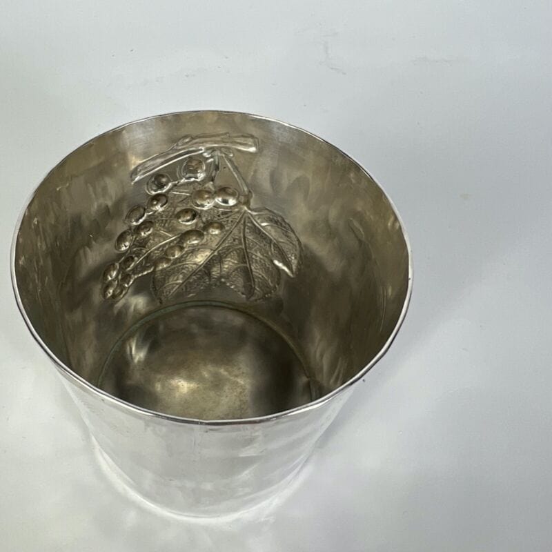 Portapenne da Scrivania vintage in Argento 800 stile antico bicchiere Uva Foglie Sheffield & Argento