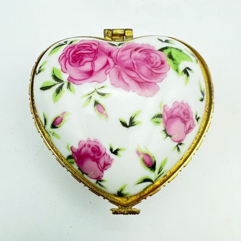 Portapillole vintage in porcellana Scatoline Portagioie scatolina forma di cuore Ceramiche e Porcellane