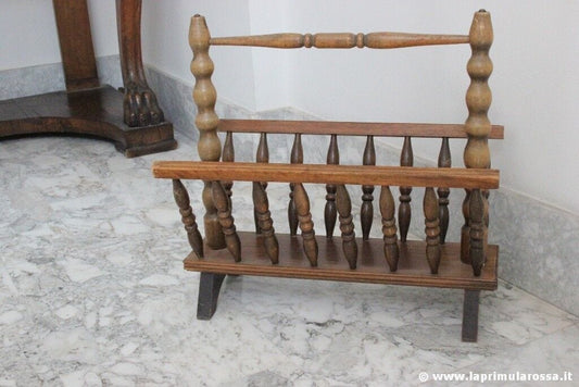 PORTARIVISTE D'EPOCA IN LEGNO H cm 47 - VINTAGE WOODEN MAGAZINE  RACK Complementi d'arredo