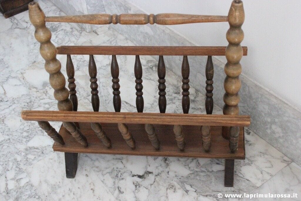 PORTARIVISTE D'EPOCA IN LEGNO H cm 47 - VINTAGE WOODEN MAGAZINE  RACK Complementi d'arredo