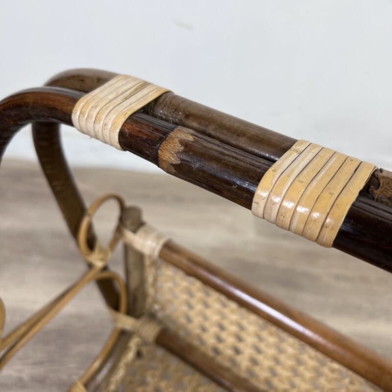 Portariviste vintage anni 50 60 in legno di bambu paglia di vienna e vimini Complementi d'arredo