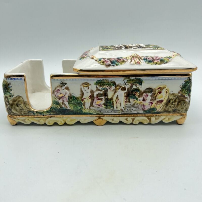 Portasigarette Porta sigarette in ceramica Capodimonte Antica scatola posacenere Oggetti per fumatori