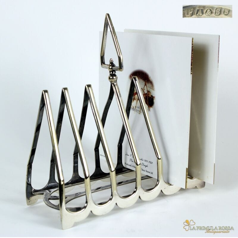 Portatovaglioli antico in silver plate  portabiglietti da visita scrivania  1928 Sheffield & Argento