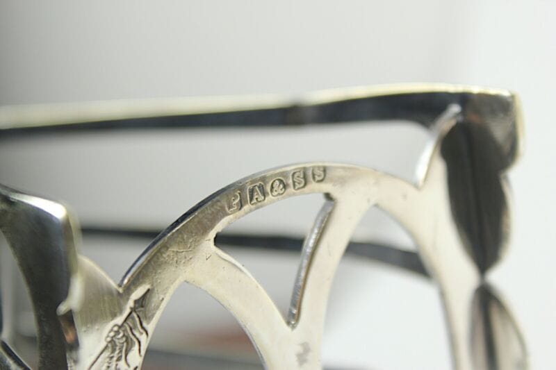 Portatovaglioli antico in silver plate  portabiglietti da visita scrivania  1928 Sheffield & Argento