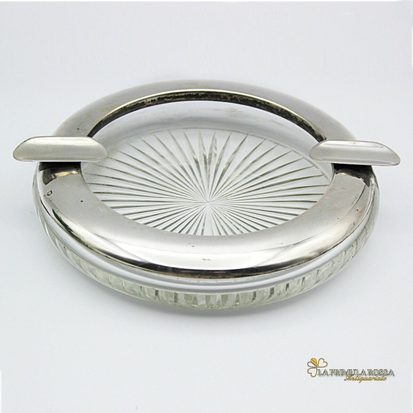 Posacenere antico per sigaro in vetro e argento portacenere cigar silver ashtray Sheffield & Argento