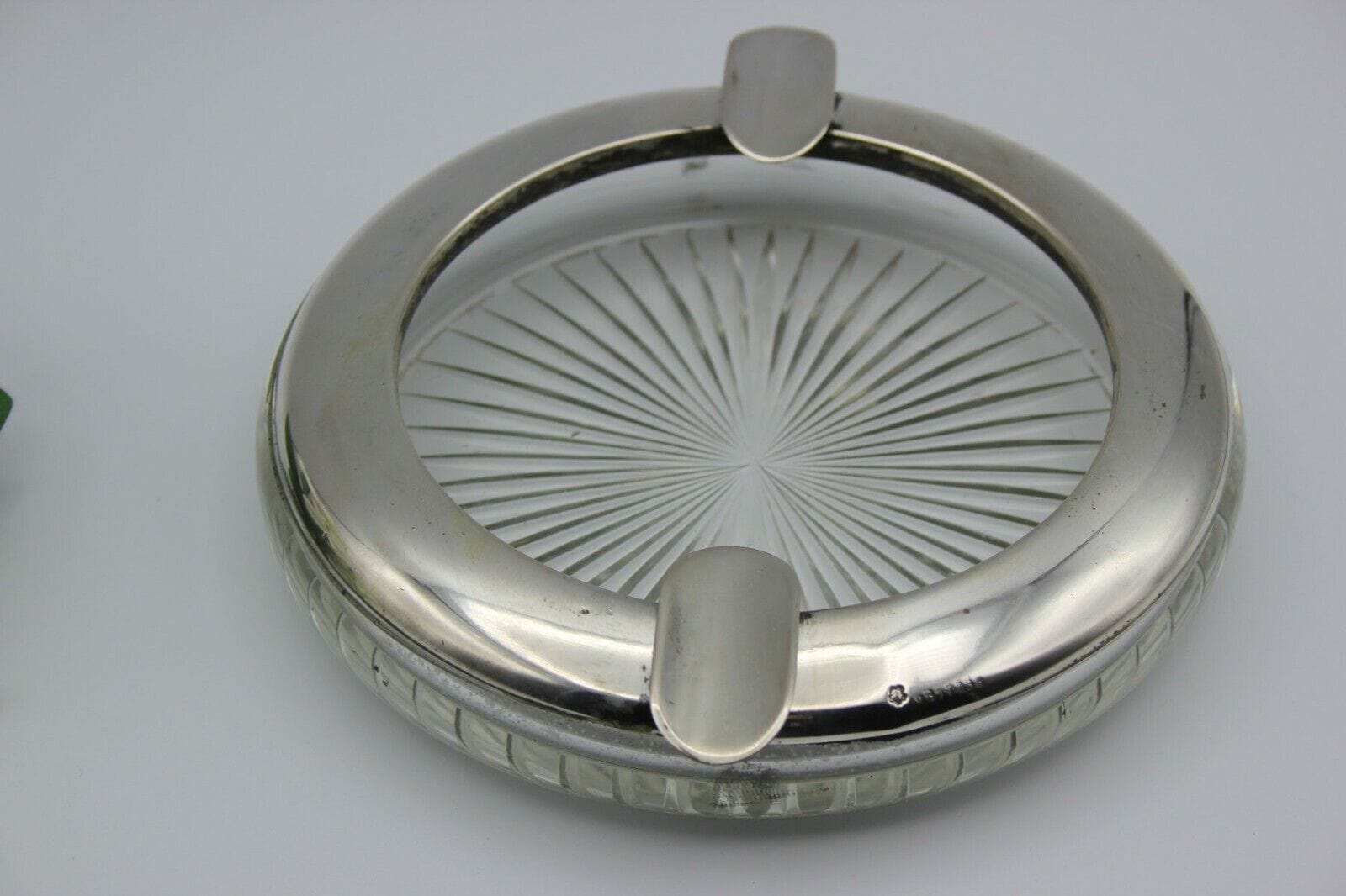 Posacenere antico per sigaro in vetro e argento portacenere cigar silver ashtray Sheffield & Argento