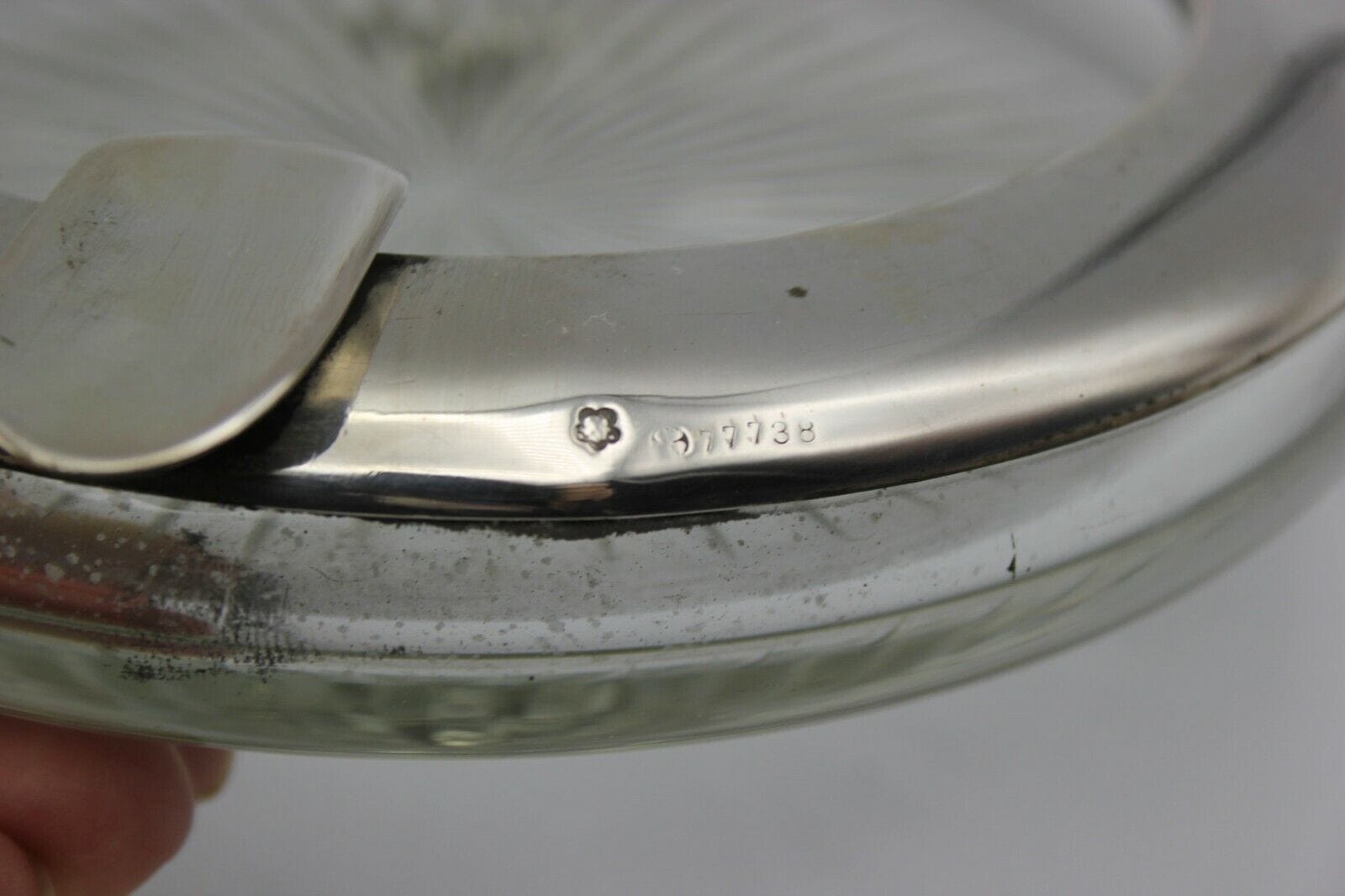 Posacenere antico per sigaro in vetro e argento portacenere cigar silver ashtray Sheffield & Argento