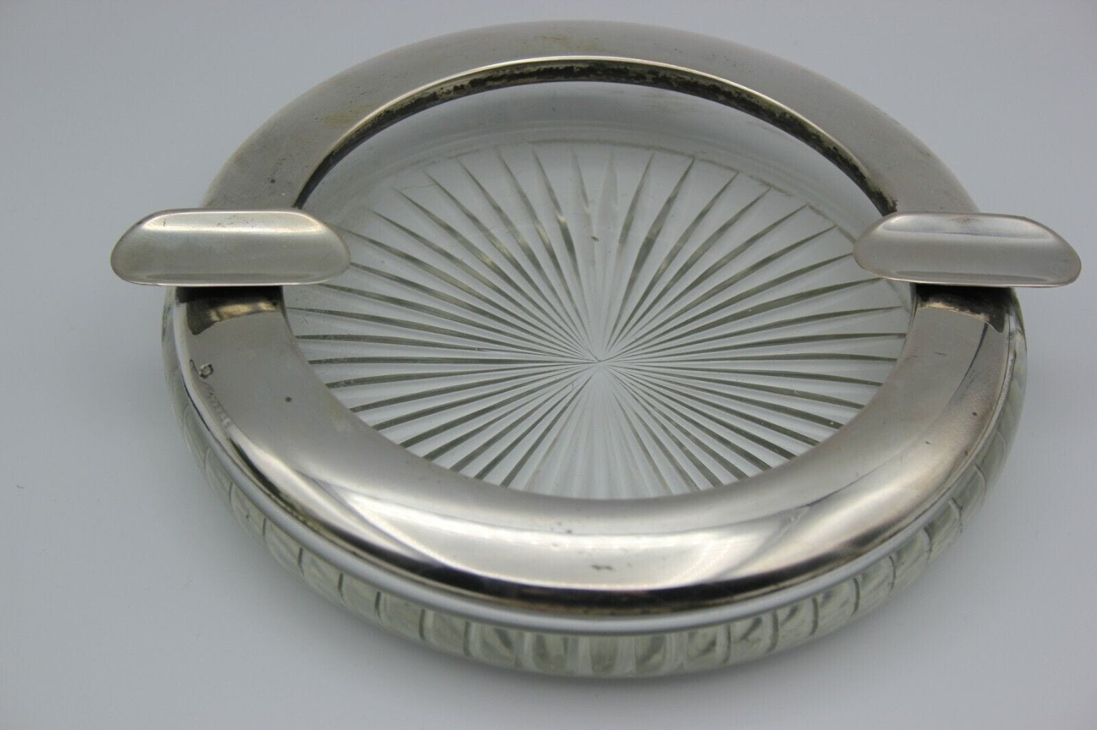 Posacenere antico per sigaro in vetro e argento portacenere cigar silver ashtray Sheffield & Argento