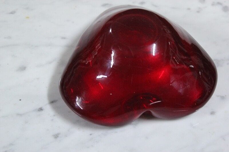 POSACENERE IN VETRO DI MURANO ROSSO RUBINO E ORO VINTAGE RUBY RED GLASS ASHTRAY Vetri e Cristalli