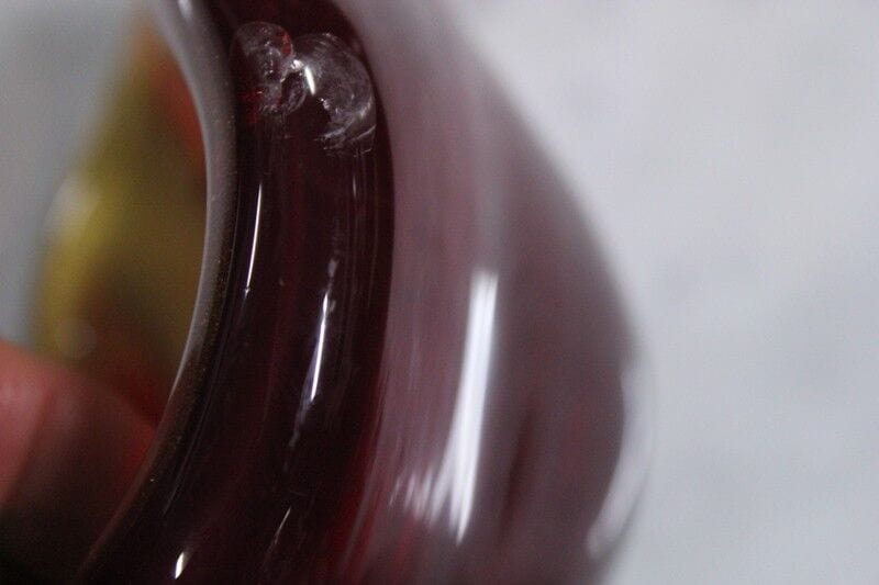 POSACENERE IN VETRO DI MURANO ROSSO RUBINO E ORO VINTAGE RUBY RED GLASS ASHTRAY Vetri e Cristalli