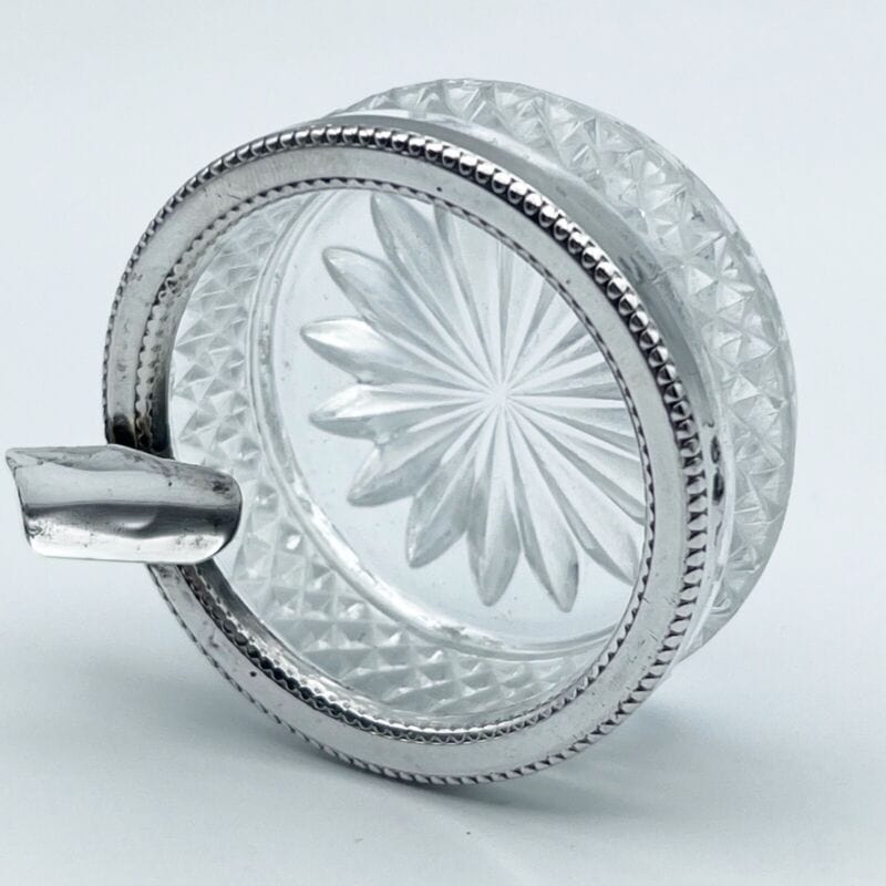 Posacenere portacenere antico in argento 800 vetro cristallo molato stile retro Sheffield & Argento