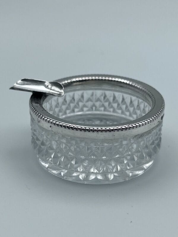 Posacenere portacenere antico in argento 800 vetro cristallo molato stile retro Sheffield & Argento