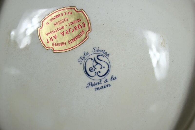 POSACENERE VINTAGE ELEGANTE ANTICO PORTACENERE SYLE SEVRES BLU COBALTO ORO ROSE Pubblicità vintage