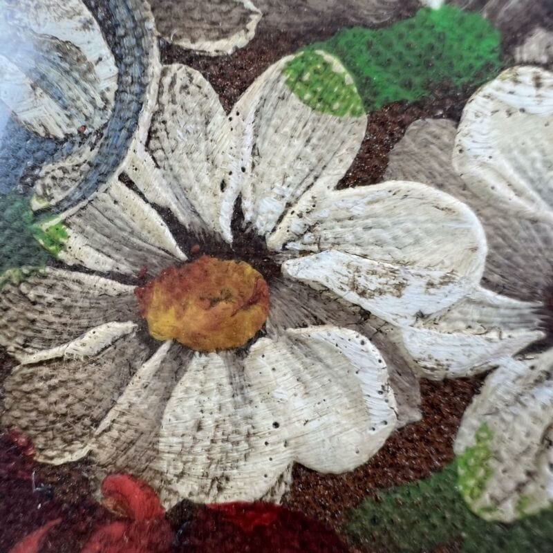 Quadretto antico miniatura olio ovale dipinto fiori cornice in legno dorato Quadri