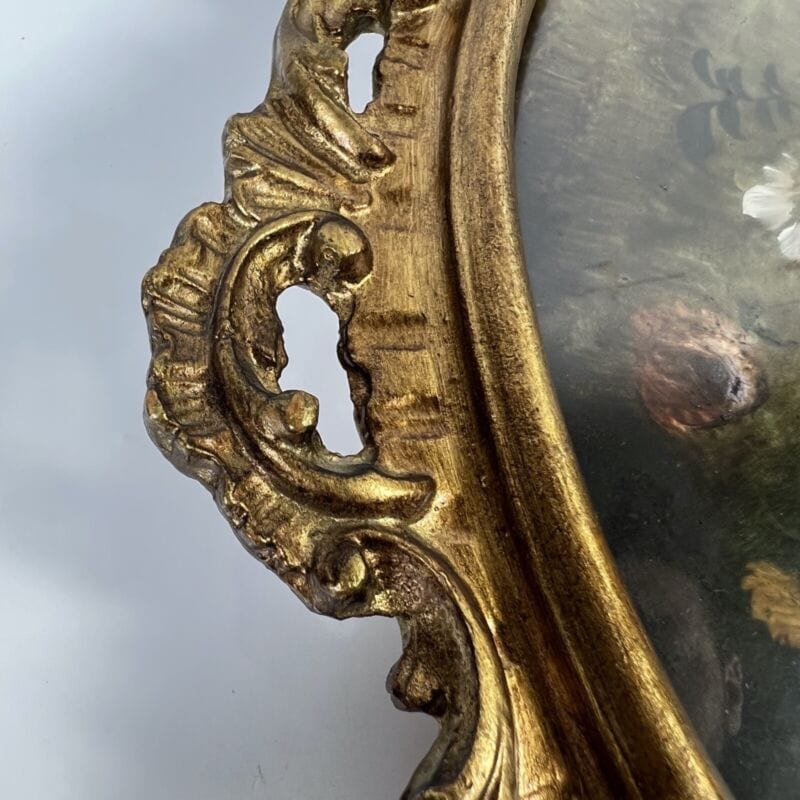Quadro Antico Dipinto a olio firmato natura morta con fiori cornice oro ovale Quadri
